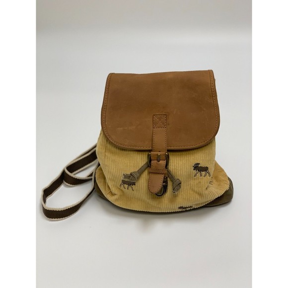 L.L. Bean Bags Vintage Ll Bean Yellow Corduroy Moose Mini Backpack